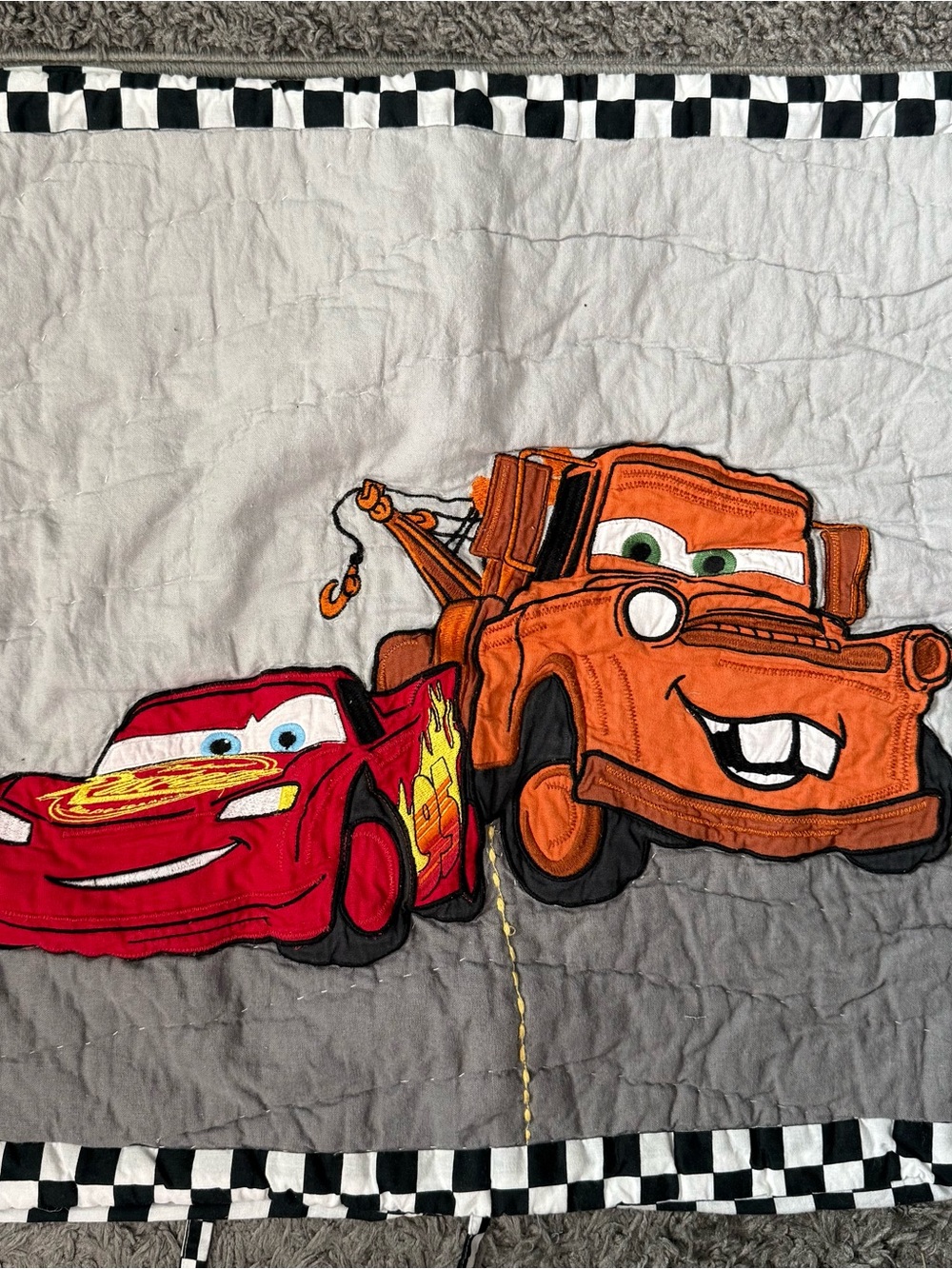 Pottery Barn Cars Lightning McQueen Red & Orange Quilted Pillowcase “RARE”